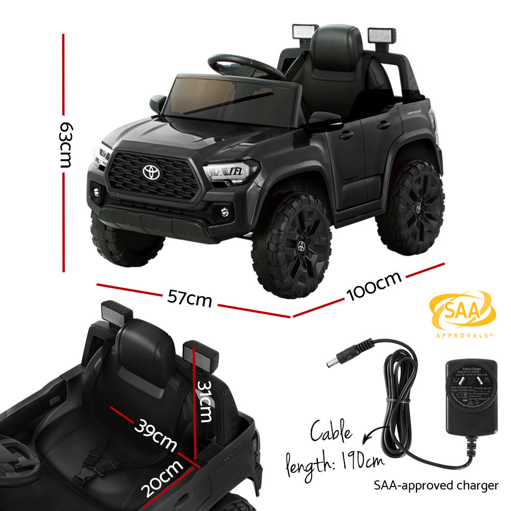 Black kids ride-on Toyota Tacoma ute